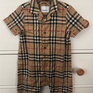 Burberry Beige and Black Plaid Romper